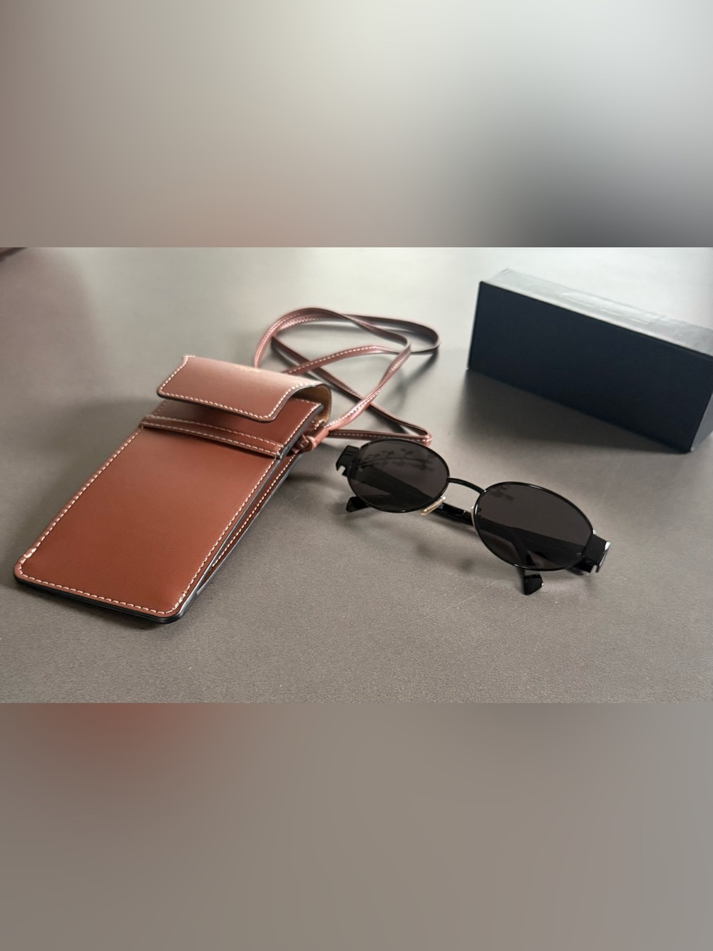 Celine Triomphe Metal 01 Sunglasses with Original Leather Crossbody Case